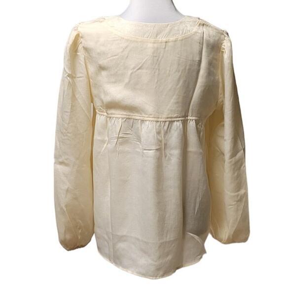 NWT Band of the Free Ivory V-Neck Blouse Long Balloon Sleeve Career Church - M - Picture 4 of 10